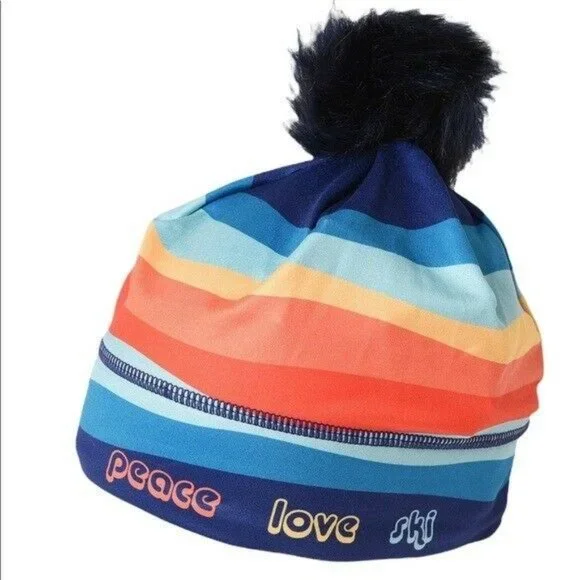 Krimson Klover HAT Peace Love Ski Pompom Beanie Après-ski Removable Pom - Picture 3 of 12